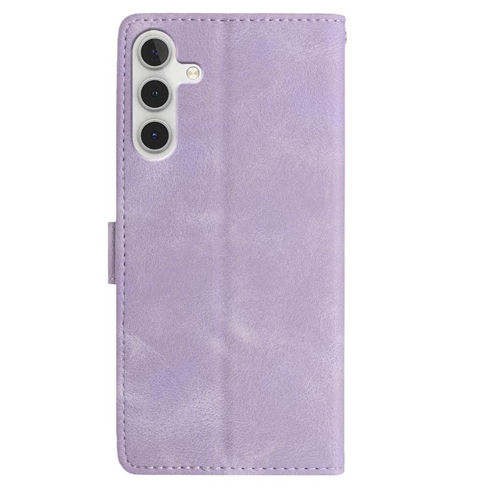 For Samsung Galaxy A35 5G Case Imprinted Feather PU Leather Wallet Phone Cover with Wrist Strap