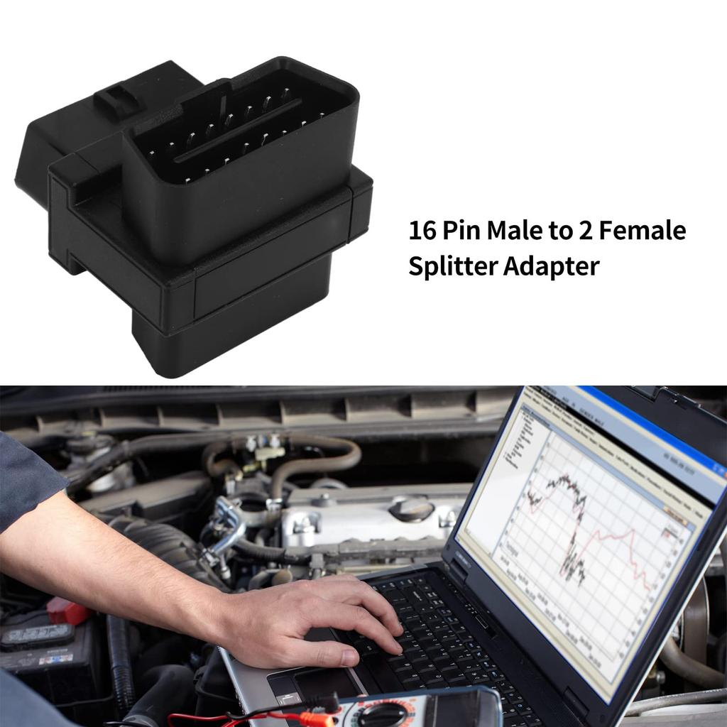 OBD2 Splitter Adapter 16 Pin Male To 2 Female OBDII Splitter for Connector Plug & Play Diagnostic Extender