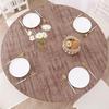 Fitted Round Table Cover Waterproof Oil Proof Tablecloth with Elastic Edges Wood Grain