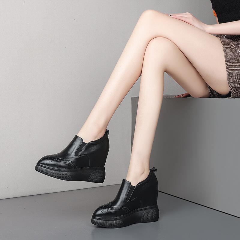 2025 весна новая внутренняя высота и тонкие туфли-одиночки британский стиль модные универсальные остроносые на толстой подошве лоферы на одной педали