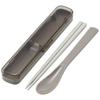 Chopsticks, 18cm, Spoon, and Chopstick Case, Slim Combination Set, Antibacterial, Mauve Gray, for Adults and Women, CAC1AAG-A