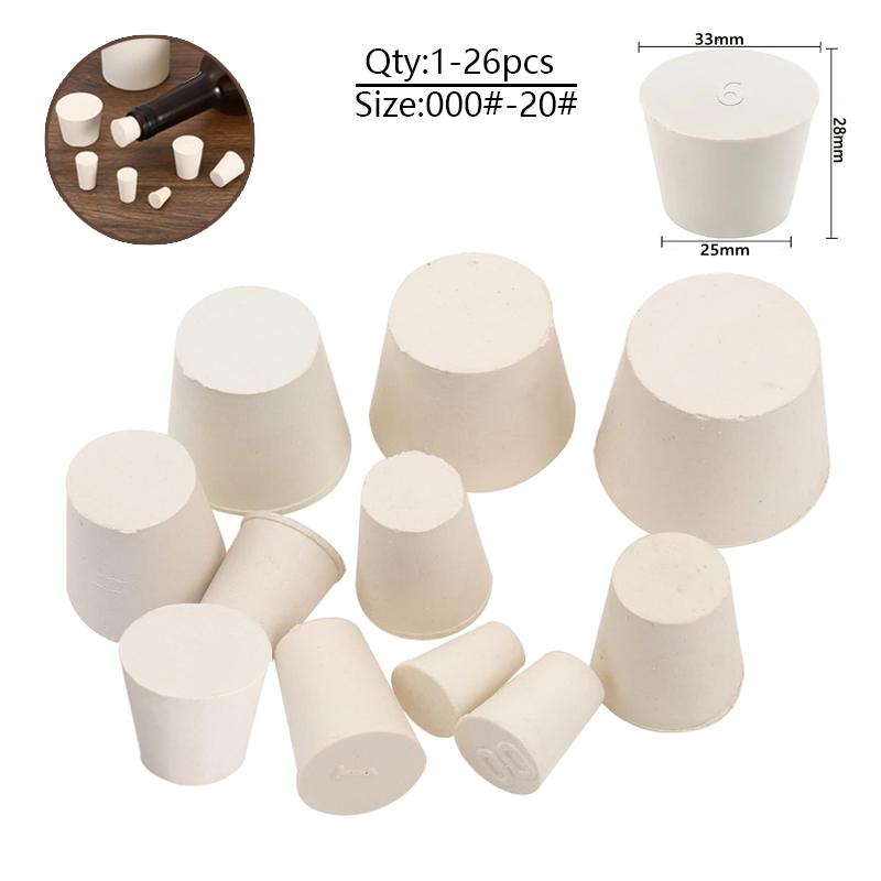 1/5 шт. Лабораторная резиновая пробка для колбы, коническая трубка, сплошная белая, устойчивая к щелочам, лабораторная вставная уплотнительная пробка