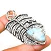 Republic Larimar Gemstone Handmade 925 Silver Plated Jewelry Pendant 2.46"