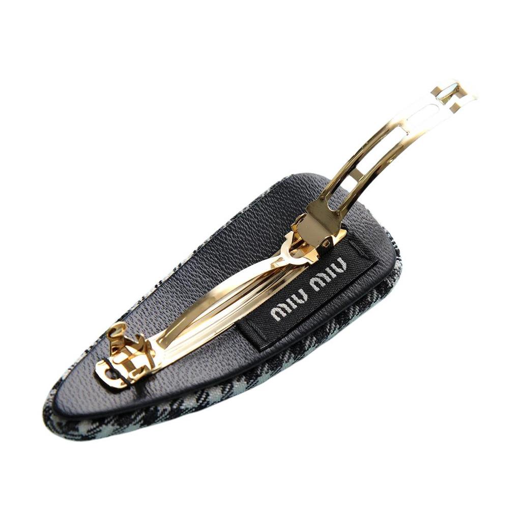 Miu Miu Plaid Decorated Metal Hair Clip Women accessories Black 5IF0922F9H