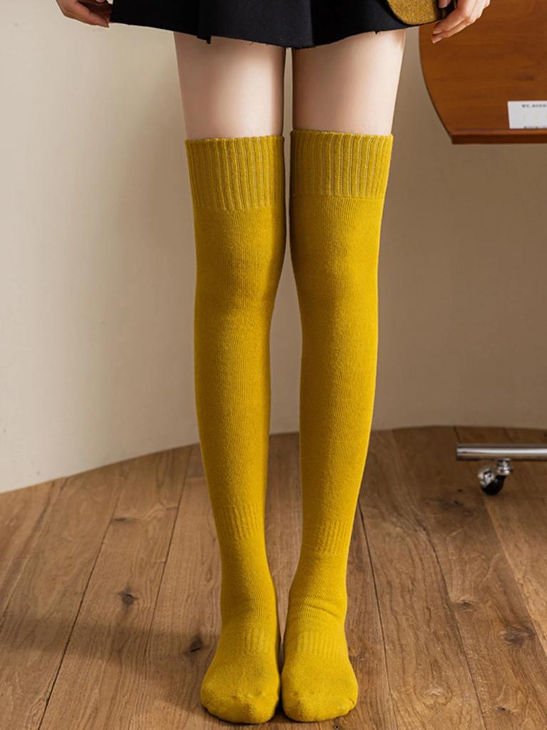 Женские Новые Зимние Теплые Длинные Носки Толстые Термо Гольфы до Колена Выше Колена Дышащие Харадзюку Jk Длинные Гольфы Выше Колена до Икры