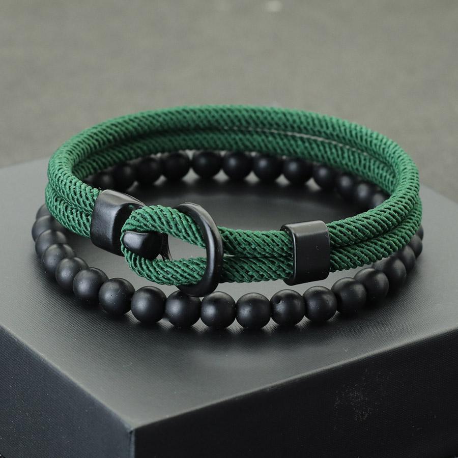 Noter New 2Pcs Men Bracelet Set 10 Color Options Premium Selected 4mm Cord Leisure Versatile Accessories 2 Sizes Available Joias