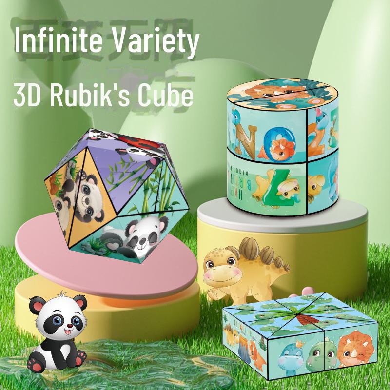 Panda Pattern 3D Magic Cube - Geometric Building Blocks for Creative Play & Learning
