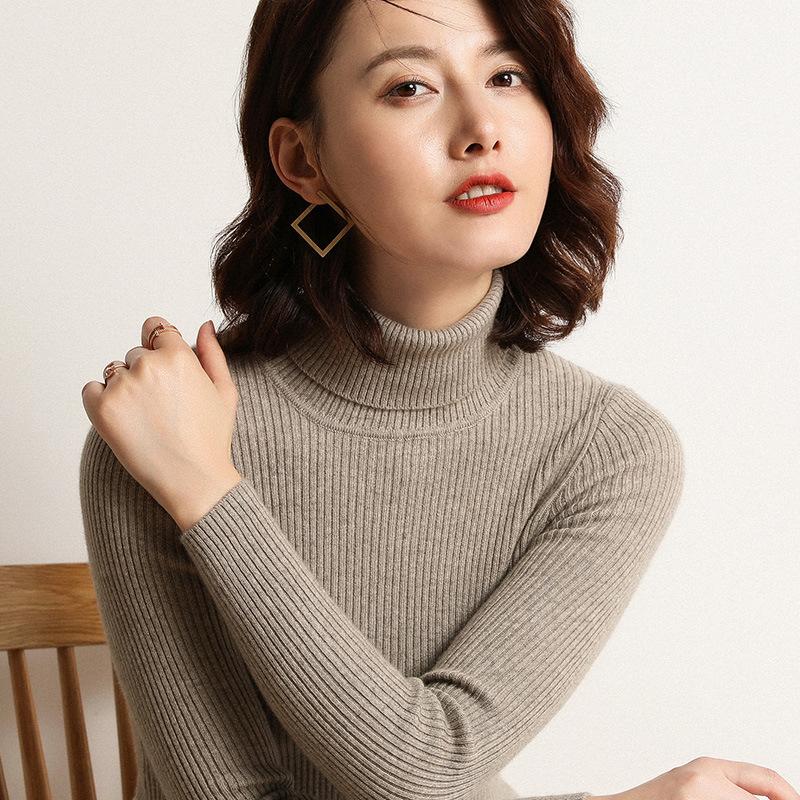 Водолазка Джемпер Женские Вязаные Блузки Модные Дамские Свитера Зимние Термобелье Полосатые Длинные Рукава Осенние Теплые Топы