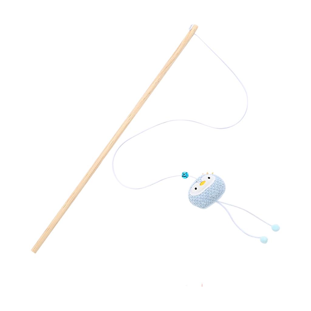 Pet Wand Toy, Natural Wooden Handle Teaser Wand Cute Interactive Pet Wand Fun Pet Toy, Pet Stick For Indoor Cats