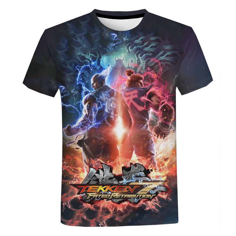 Футболка 3D-печать Горячая японская игра Tekken 7 Летние футболки Модные детские повседневные для мальчиков и девочек Универсальные футболки с круглым вырезом Топы Одежда