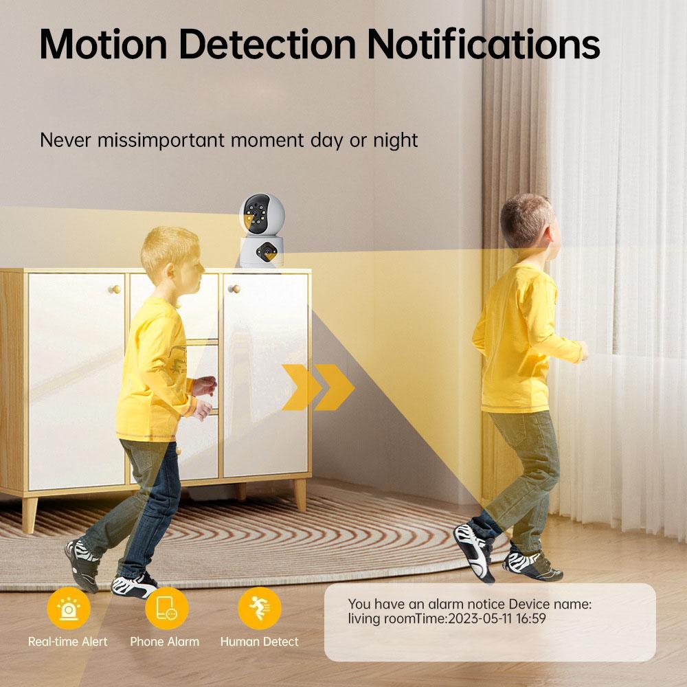 Dual Image WiFi Camera HD Smart Home Security Monitor Night Vision Surveillance Camera (No Memory Card)