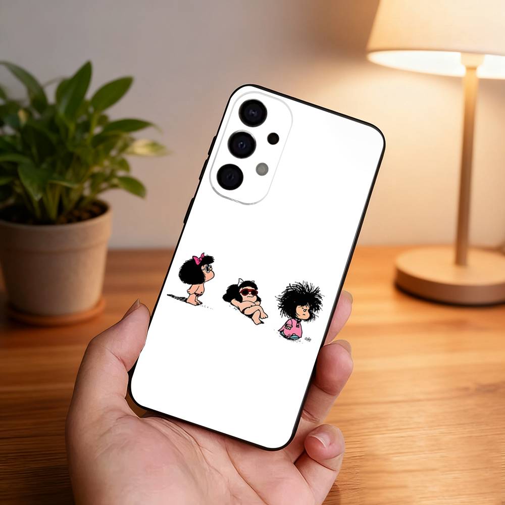 Милый Чехол для Телефона M-Мафальда Для Samsung S25,S24,S21,S22,S23,S30,Ultra,S20,Plus,Fe,Lite,5G Черная Крышка