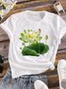 (Asian Size) Women Tees Top Clothing Cute Watercolor Lovely Floral Casual Short Sleeve T Shirt Tee Fashion Print Ladies Female Graphic T-shirts