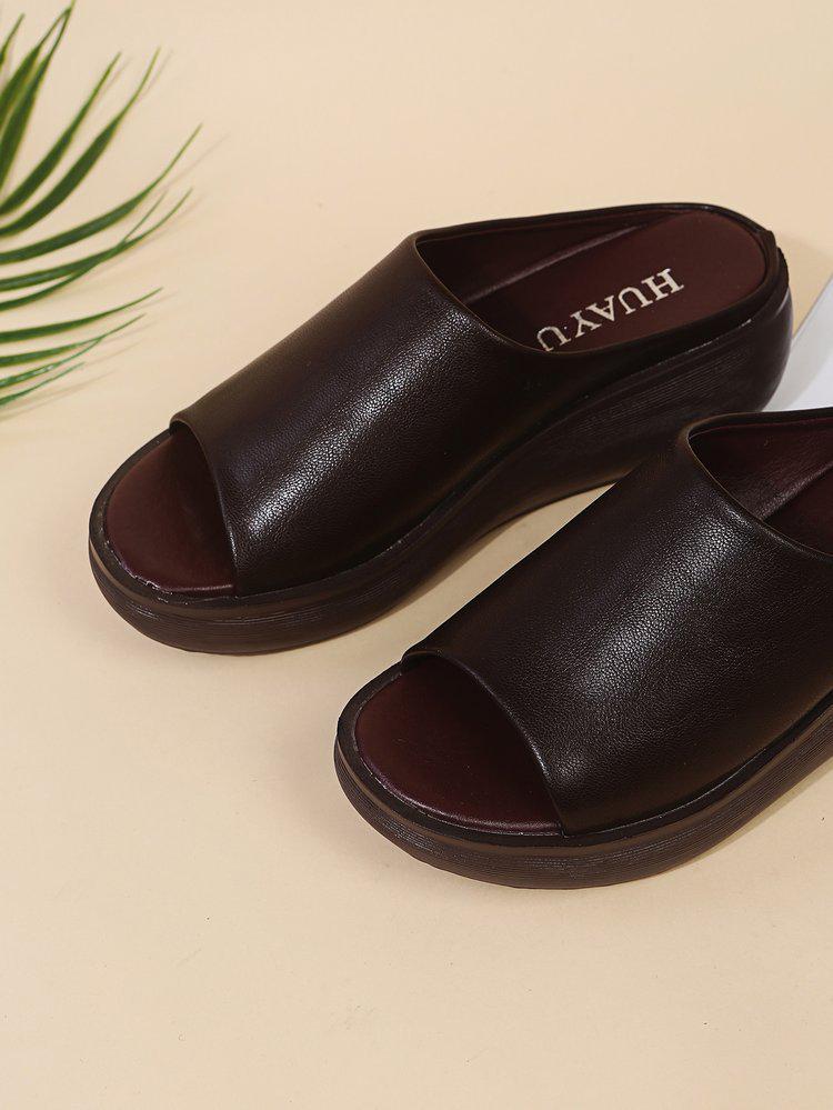 Женские шлепанцы на платформе и танкетке больших размеров - Лето 2021, Европейская и американская мода, Дизайн с открытым носком, Толстая подошва для улицы