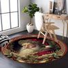 Premium Flannel Christmas Santa Claus Round Rug, Non-Slip and Machine Washable Floor Mat for Living Room, Bedroom  Home Decor
