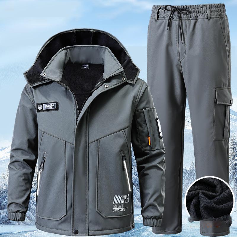 Зимние мужские горные теплые комплекты Водонепроницаемый спортивный костюм Толстовка Спортивные штаны Мужские утепленные комплекты Спортивный костюм