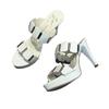 Fashion 2025 Summer Women's Round Toe Metal Decoration Slippers Platform Thin Heels Slippers Daily Dress Party Plus Size Modern Sandals