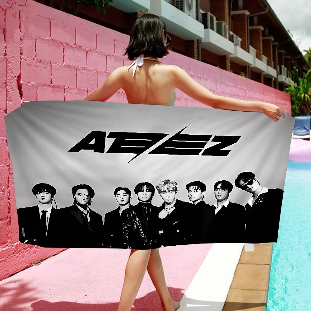 Корейский Поп A-ATEEZ Большие Микрофибровые Пляжные Полотенца Быстросохнущее Полотенце Песок Пляжные Полотенца Полотенце для Бассейна Для Путешествий Плавание Бассейн Йога