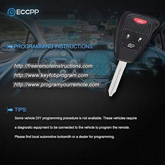 ECCPP 2X Новый сменный брелок-ключ для автомобиля 4 кнопки, без нарезки, для Chrysler Dodge Jeep OHT692427AA, OHT692713AA, Программируемый брелок