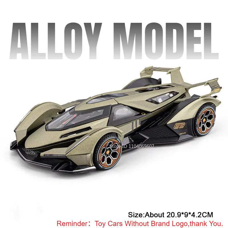 1:24 V12 Veneno Имитация Игрушечная Модель Суперкары Сплав Литье под Давлением Миниатюрные Спортивные Машины Звук Свет Двери Открываются Оттянуть Назад Детские Подарки