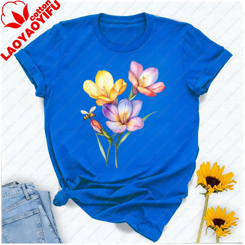 Watercolor Flower Shirt Spring Floral Bee Tee Botanical Wildflower TShirt Minimal Cottagecore Top Nature Lover Gift Gothic Tops
