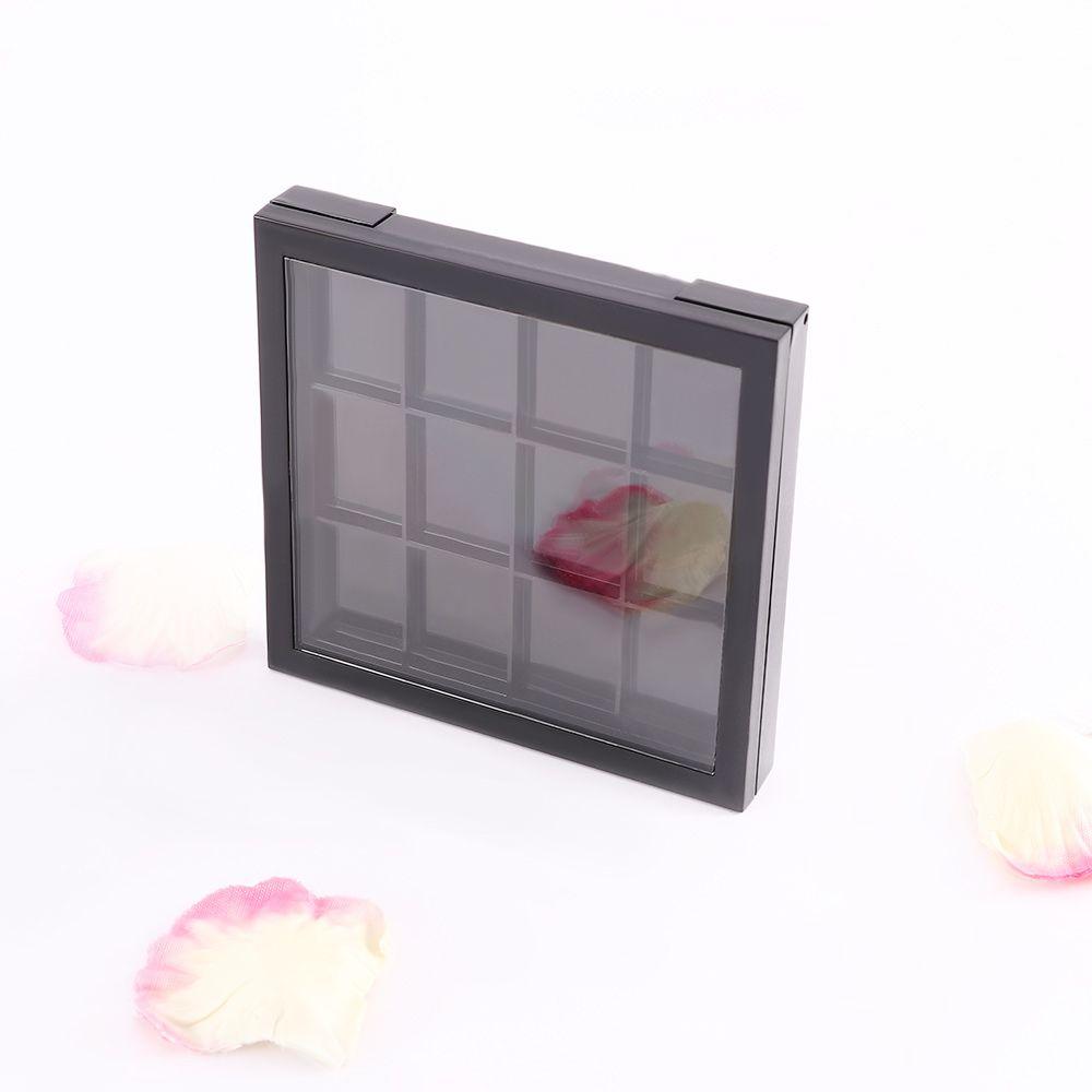 Lid 12 Grids Cosmetic Container Eye Makeup Storage Box Empty Eyeshadow Dish Lipstick Sample Box DIY Eyeshadow Palette