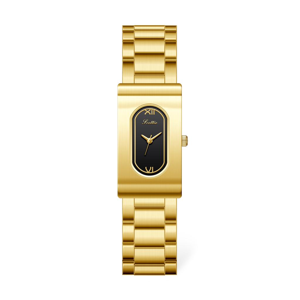 Square steel belt women's watch oval watch waterproof 9730