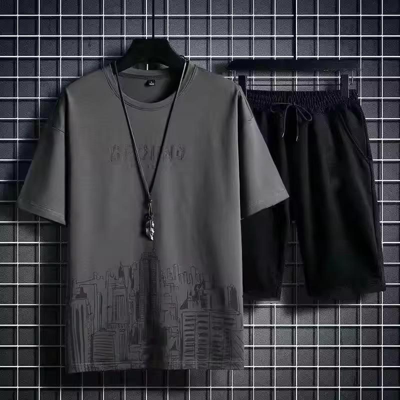 Летние быстросохнущие мужские комплекты, модные спортивные костюмы, повседневные дышащие спортивные футболки с коротким рукавом и 3D-принтом, баскетбольный комплект из футболки и шорт