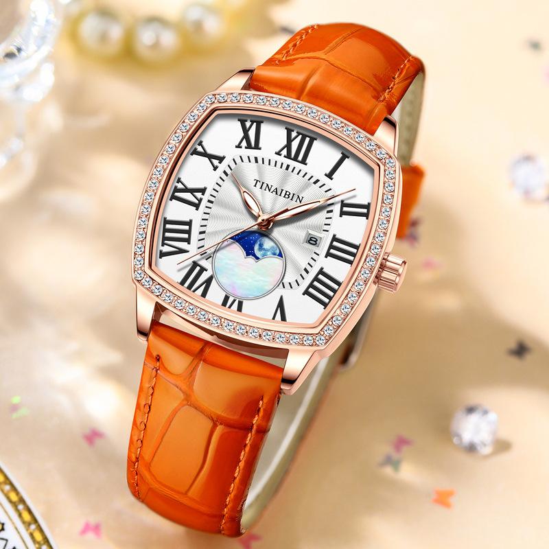 Ladies' Light Luxury Diamond Inlaid Quartz Watch, Luminous Waterproof, Ladies' Simple Temperament, Fashionable Wristwatch