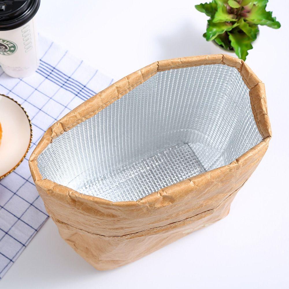 Breakfast Organizer Tote Canvas Lunch Bag Food Hand Bags Waterproof Lunch Bag Kraft Paper Bags