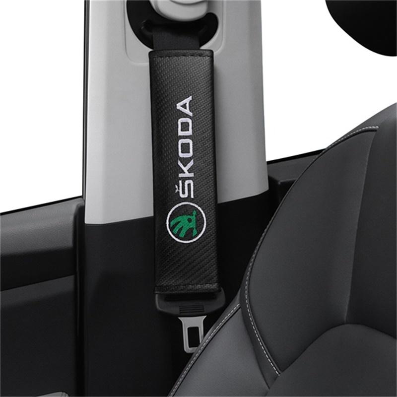 AEL1 Car Seat Belt Cover Auto Cushion Safety Belts Shoulder Protection For Skoda Enyaq A7 Octavia Kodiaq Fabia Superb Rapid Kamiq MK2