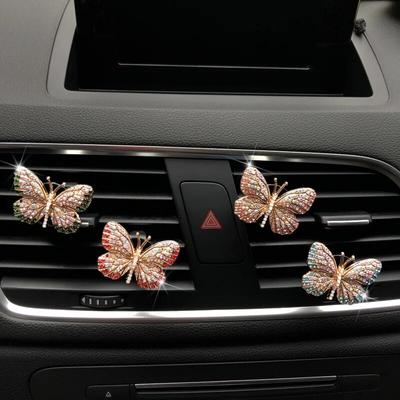 Автомобильный зажим для духов с бабочкой, красочный автомобильный освежитель воздуха с бабочкой, зажим для духов, автоукрашение, аксессуары со стразами для интерьера