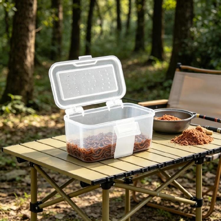 Breathable Fishing Live Baits Box Light Weight Plastic Live Baits Container Hanging Waist Plastic Baits Storage Box