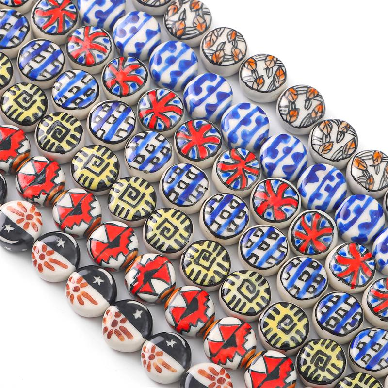 2 шт./пакет, ручная роспись, 15 мм, керамические фарфоровые бусины, цветочные сердечки, очаровательные бусины, свободные бусины-разделители для ожерелья, сережек, сделай сам, изготовление ювелирных изделий