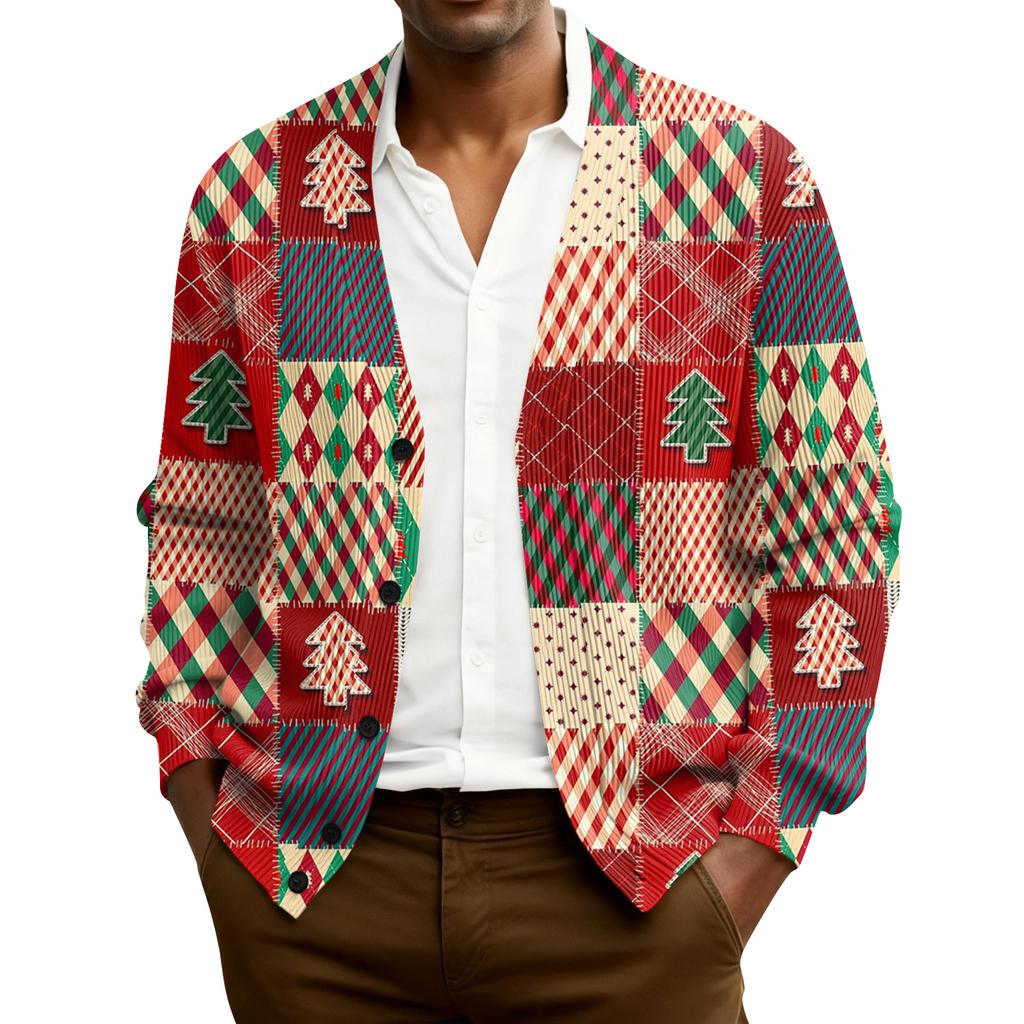 Мужской кардиган с длинным рукавом, рубчатой вязки