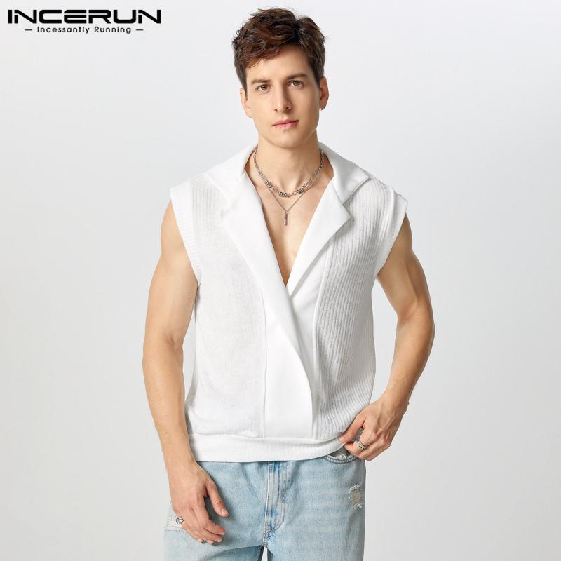 INCERUN Мужские летние повседневные майки без рукавов в стиле пэчворк