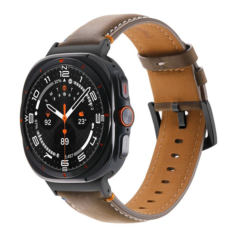 Кожаный ремешок без зазоров для Samsung Galaxy Watch 7 ULTRA 47 мм мужской ремешок для galaxy watch ultra7 47 мм для браслета изогнутый