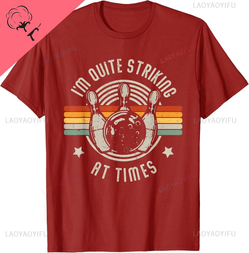 Bowling Im Quite Striking Funny Vintage Bowler Pun TShirt Couple Kawayi Y2k Breathable and Comfortable Camiseta Hombre