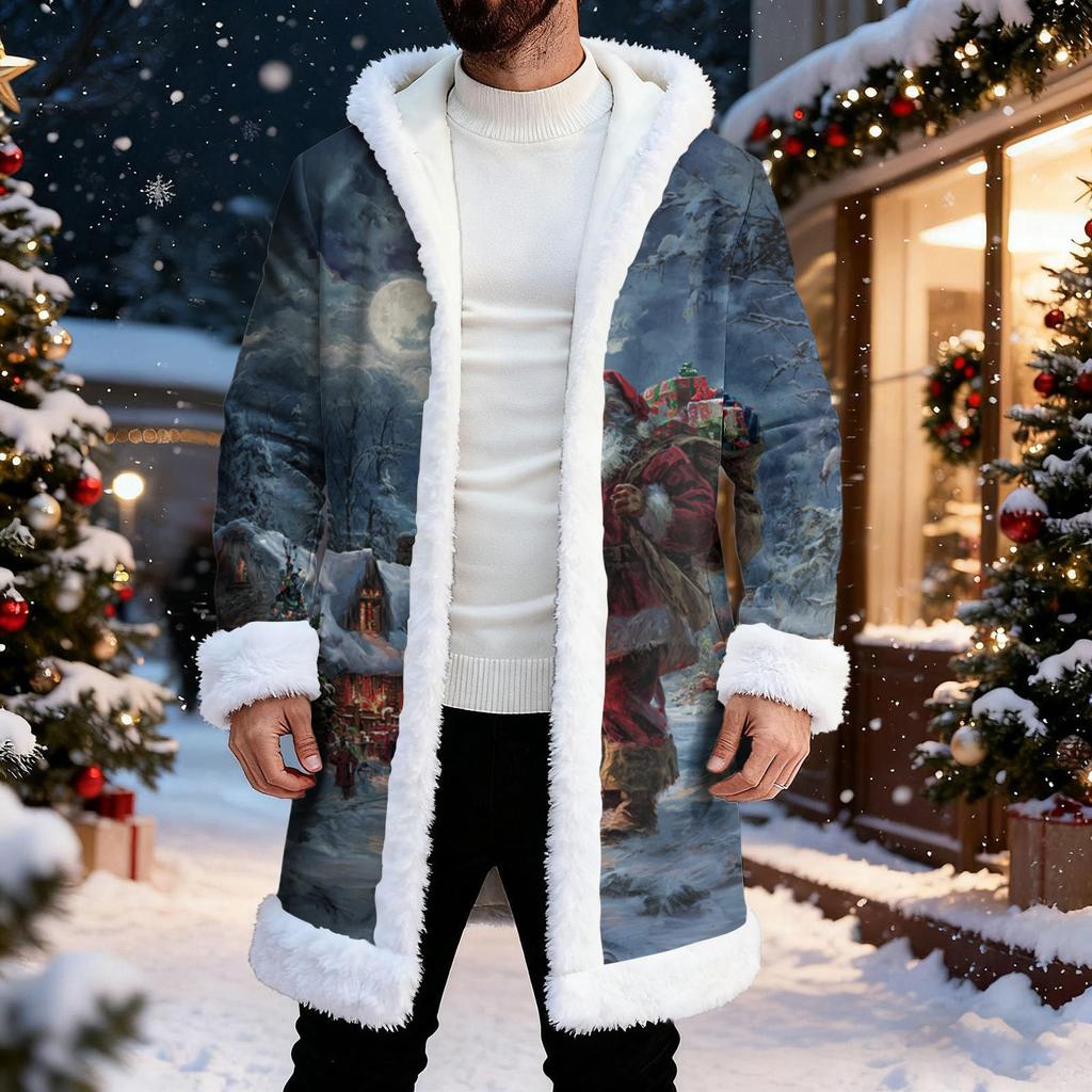 Мужская повседневная куртка с рождественским принтом