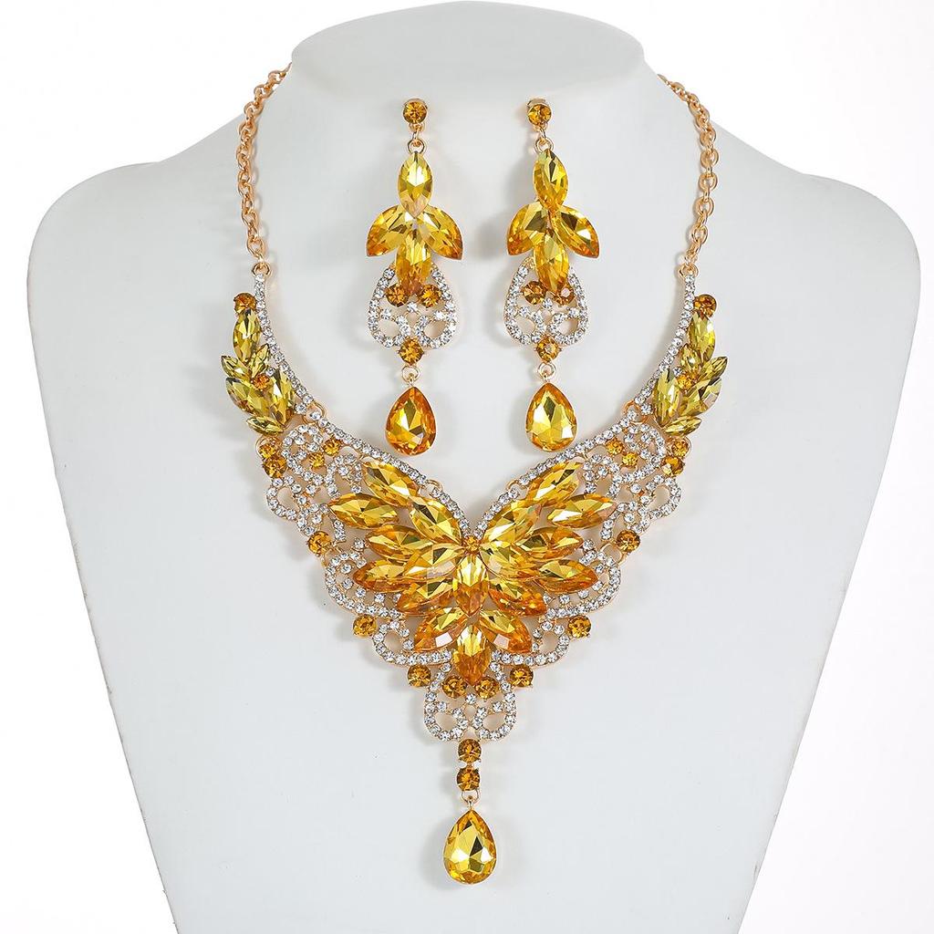 Преувеличенный ретро набор ожерелий с кристаллами и драгоценными камнями - Европейские и американские украшения для женщин