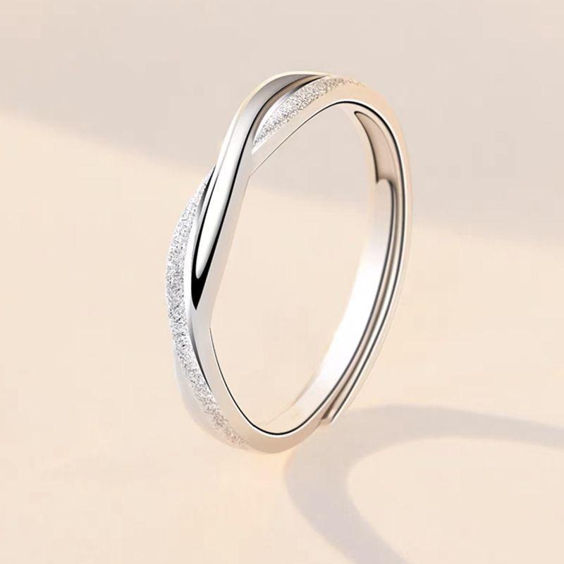 Fashion Couple Rings Set Silver Color Simple Opening Adjustable Finger Ring Light Luxury Jewelry For Women Men Anniversary Gift