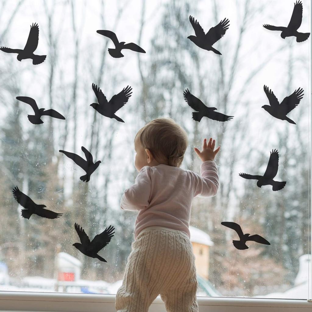 Boao 20 Pieces Anti-Collision Window Bird Shape Windows Sticker Decals Bird Shape Window Stickers Clings for People and Birds Strikes Prevention on