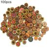 100 шт. Классические винтажные деревянные пуговицы с цветочным принтом для шитья, для одежды, сумок