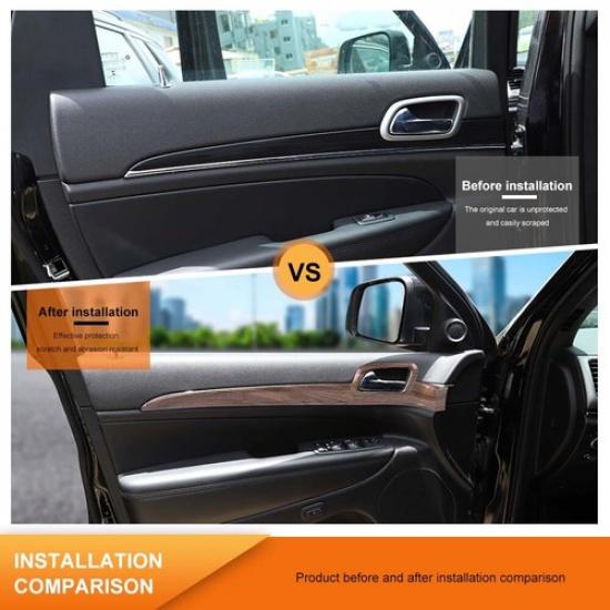 Накладки на рамки дверных ручек с текстурой дерева для Jeep Grand Cherokee 2011-