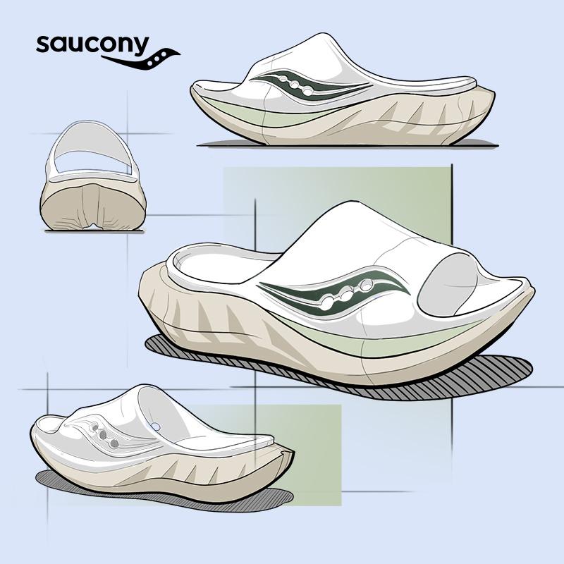 SAUCONY Бестселлер Расслабляющие Спортивные Бесшумные Нескользящие Устойчивые к запаху Защищающие от натирания Быстросохнущие Антибактериальные Массажные Шлепанцы Унисекс Сандалии S28903-4
