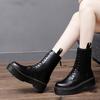 Осенне-зимние классические женские ботинки, черные кожаные ботинки по щиколотку, женские 2024, роскошные белые ботинки на платформе для женщин, botas para mujer