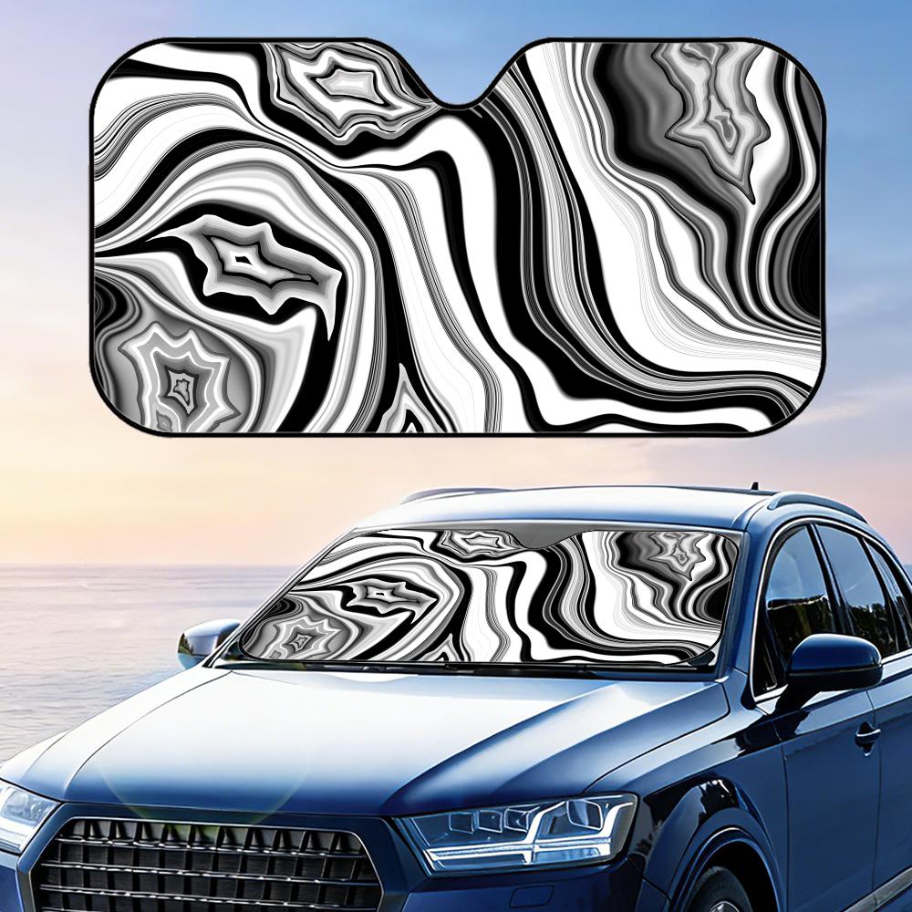 Dark Water Ripple Sun Visor Foldable Universal Car Windshield Sun Shade UV Protection Heat Insulation Foldable Cover