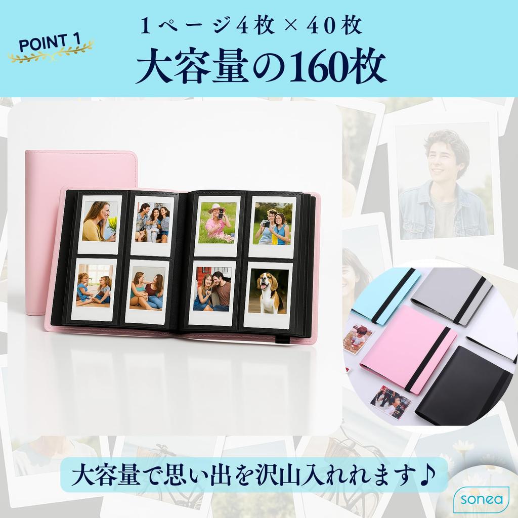 sonea Instax Mini Instax Instax Photo Album, Pink, 160 Sheets