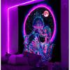 Onivein Blacklight Skull Tapestry Glow In The Dark Tapestry The Kissing Lovers UV Reactive Neon Moon Stars Tapestries Posters Wall Hanging for
