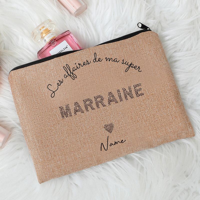 with Leopard Letter for Tata Marraine Garland Patterns Makeup Bag Travel Pouch for Godparents Mother Days Gift